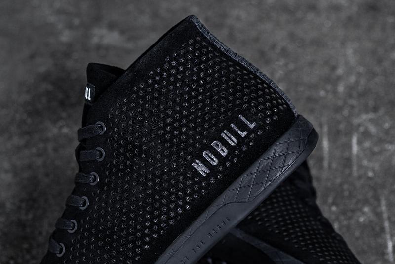 Men's Nobull Suede Mid Trainers Black | SG K2190O